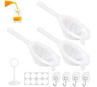 WRENYZK Colino fine, 3 pezzi per cucina con manico 400/200/120 mesh, con 4 ganci, 1 asta e 8 adesivi, in nylon, piccolo filtro a rete ultra fine per succhi