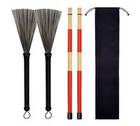 Wresetly 1 Set Manico in Lega di Alluminio Retrattile Fibbia Fine Spazzole Bacchette per Accessori Batteria Jazz, Nero