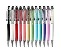 Wresetly 12 pezzi / Confezione e penne a sfera di inchiostro Bling Bling 2 in 1 sottile in (12 colori)