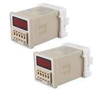 Wresetly 2 Pezzi di Serie DH48S-1Z Digitale LED Relè Tempo Programmabile Interruttore 0.01S-99H AC 220 V con Base Presa