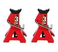 Wresetly 2 Pezzi Metallo 3 Tonnellate Simulato Jack Altezza Regolabile Riparazione Supporto Scena Strumento di Sollevamento Jack per 1/10 TRX4 D90 CC01 RC Auto Arrampicata Rosso
