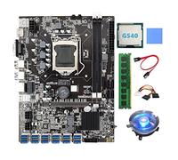 Wresetly B75 ETH Mining Scheda Madre LGA1155 12 PCIE a USB con G540 CPU+DDR3 4GB 1600Mhz RAM per Scheda Grafica B75 BTC Mining