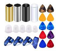 Wresetly Diapositive Chitarra Composto da 10 Pezzi di Chitarra, 4 Pezzi di Plastica per Pollici e e Protezioni per Chitarra Trasparenti