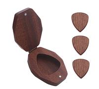 Wresetly Plettro per chitarra in legno con 3 plettri per chitarra, scatola portaoggetti per accessori per chitarra