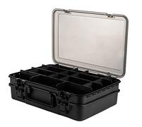 Wresetly Scatola per Esche da Pesca a Doppio Strato, Scatola per Esche da Pescare, Scatola per Attrezzi da Pesca, in Plastica, Impermeabile, Nera