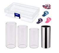 Wresetly Set di plettri per chitarra (7 cm/6 cm/5 cm), 1 guida scorrevole in acciaio , 4 plettri per pollice e punta delle , con scatola portaoggetti