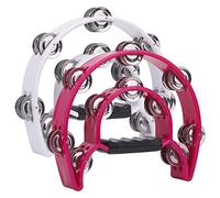 Wresetly Tamburello doppio da 25,4 cm per adulti, a mezza luna, 20 sonagli in metallo, percussioni a mano