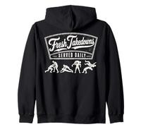 Wrestling BJJ Grappling Fresh Takedowns Served Daily Felpa con Cappuccio