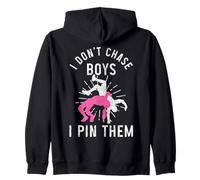 Wrestling Girl I Don't Chase Boys I pin Them Funny Wrestler Felpa con Cappuccio