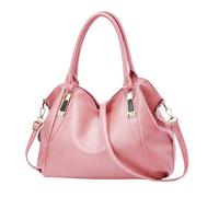 WREWIN, Borsa a tracolla da donna in morbida pelle PU, borsa grande alla moda per donne che lavorano, semplice ed elegante, per ufficio, viaggi, scuola, shopping, rosa, 36cm, Large