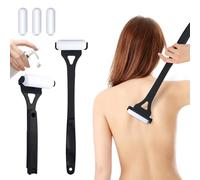 WREWING Applicatore per lozione posteriore con manico lungo, 4 rulli in schiuma riutilizzabili e design pieghevole per una facile applicazione, nero