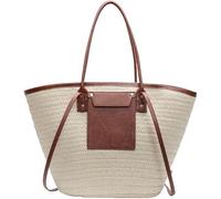WREWING Borsa da spiaggia in paglia intrecciata - Grande borsa a tracolla estiva retrò, borsa a tracolla versatile per piscina, mercato e viaggi, Beige, Extra-Large