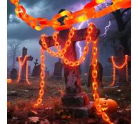 WREWING Catena di luci a LED arancioni in plastica per decorazioni spettrali, accessori per feste di Halloween, casa infestata e cosplay, 4 m, a batteria, colore: arancione