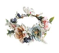 WREWING Corona floreale vintage da donna per matrimoni autunnali, fascia da sposa con fiori artificiali, accessori per capelli fatti a mano, accessori per capelli per feste, oggetti di scena