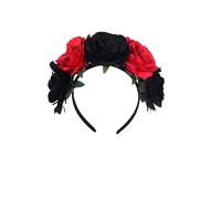 WREWING Fascia elastica con rosa artificiale, corona floreale da sposa, per Halloween, matrimoni, feste, accessori per capelli, 1 pezzo