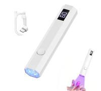 WREWING Mini lampada UV per unghie con display LCD, luce ricaricabile per unghie a polimerizzazione rapida, 2 impostazioni di timer per smalto gel e colla per strass, portatile per uso domestico fai