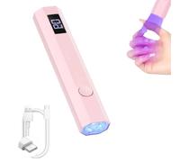 WREWING Mini lampada UV per unghie con display LCD, luce ricaricabile per unghie a polimerizzazione rapida, 2 impostazioni di timer per smalto gel e colla per strass, portatile per uso domestico fai