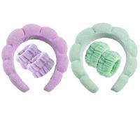 WREWING Sponge Spa - Fascia per capelli da trucco per donne e ragazze, regalo alla moda per San Valentino, viola+verde