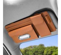 WRGEYXTD Organizzatore Visiera Parasole Auto per Ford Puma/Puma ST SUV 2019-2023, Borsa Portaoggetti Aletta Parasole Fazzoletti Occhiali Organizer Interno Accessori,C/Brown