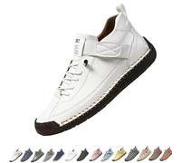 Wright And Mason Women Shoes, Emiline Comfortable Orthopedic Sneaker, Handmade Leather, Arch Support, for Walking/Hiking (White1,44)