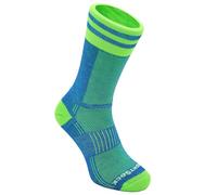 Wrightsock CoolMesh II Crew - Calzini da corsa per uomo e donna, ecologici, anti-vesciche, realizzati in America, Blu/Verde W/Strisce, Medium