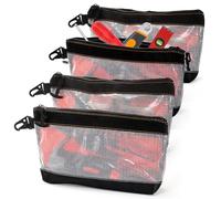 WRINGKIT Confezione da 4 sacchetti trasparenti per attrezzi, piccoli organizer con cerniera, borsa porta attrezzi in rete impermeabile, borsa per cosmetici da viaggio per organizzazione, multiuso, 3