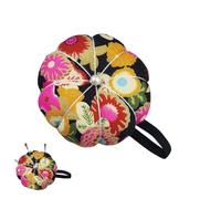 Wrist Pin Cushion - Pumpkin Shaped Cute Sewing Pins Holder, Flower Printed Cute Pin Cushion With Stretchy Strap For All Wrist Sewing DIY Crafts Quilting Handy Tool For Needlework Home Crafting