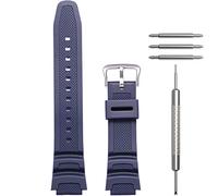 WRISTARMOR Cinturino di ricambio per orologio da uomo in resina per Compatibile con Casio AE-1100w SGW-300H AE-1000w AE-1200 W-218H impermeabile sport Watch cinturino (blu scuro fibbia argento)