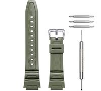 WRISTARMOR Cinturino orologio in resina da uomo Sostituzione per Compatibile con Casio AE-1100w SGW-300H AE-1000w AE-1200 W-218H Cinturino orologio sportivo impermeabile (Armygreen Silverbuckle)