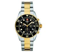 Swiss Alpine Military 7053.9 - Orologio da uomo, cronografo analogico al quarzo, in acciaio INOX, Bic-gold/Schwarz/Schwarz - 9147sam