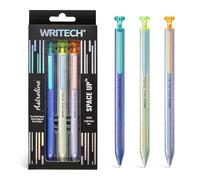 WRITECH Penne gel inchiostro nero: elegante penna a barilotto in metallo, punta fine 0,7 mm, retrattile, 3 ct, senza sbavature, ad asciugatura rapida, scrittura fluida, silenziosa, con clicker Space