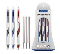 WRITECH Retractable Gel Ink Pens: Low Center of Gravity 0.7mm Medium Point Pen Multicolor with Refills No Smear Silent Click Black Blue Red