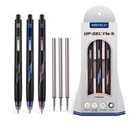 WRITECH Retractable Gel Ink Pens: Low Center of Gravity 0.7mm Multicolor Medium Point with Refills Silent Click No Smear Pen Black Blue Purp