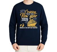 WriteFusion 2026 Capodanno crociera di Capodanno Into The New Year Gold Glitter Motivo Maglione, blu navy, M