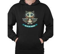 WriteFusion Dia De Los Muertos Gufo Design - Grafica colorata con teschio di zucchero in stile messicano - Giorno dei morti con cappuccio, Nero , XL