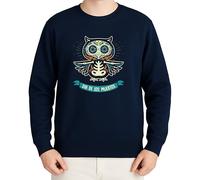 WriteFusion Dia De Los Muertos Gufo Design - Grafica Colorata Sugar Skull in Stile Messicano - Giorno dei Morti Maglione, blu navy, L