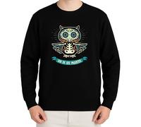 WriteFusion Dia De Los Muertos Gufo Design - Grafica Colorata Sugar Skull in Stile Messicano - Giorno dei Morti Maglione, Nero , XL