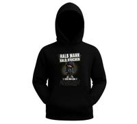 WriteFusion Felpa con cappuccio con scritta divertente "Halb Mann Halb Bärchen Ich Bin EIN Märchen", idea regalo, Nero , L
