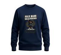 WriteFusion Felpa con cappuccio con scritta "Halb Mann Halb Bärchen Ich Bin EIN Märchen", divertente, idea regalo, blu navy, XL