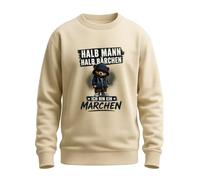 WriteFusion Felpa con cappuccio con scritta "Halb Mann Halb Bärchen Ich Bin EIN Märchen", divertente, idea regalo, pietra naturale, XL