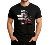 WriteFusion One Two Freddy's Coming for You, design iconico horror con guanto da artiglio e viso bruciato, perfetto motivo Halloween per gli appassionati di slashers, Uomini Nero, XXL