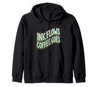 Writer Ink Flows Coffee Goes Author Illustrator Felpa con Cappuccio