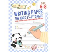 Writing Paper for Kids 1st - 2nd Grade - Blank Lined Notebook for Handwriting Practice: 5/8-Inch Primary Ruled Pages with Midline for Ages 6-8, 150 Pages