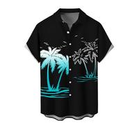 WRITKC Camicie hawaiane da uomo a maniche corte larghe camicie da spiaggia da uomo camicie casual resort, Albero Nero-22, M