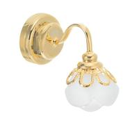 WRITWAA 1:12 Scala Casa Delle Bambole Miniature Applique Accessori Mini Casa Delle Bambole Mobili, Luci Mini Museo Dorate Floreale a Batteria per Lampadario Decorazione, Illuminazione Vintage