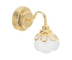 WRITWAA 1:12 Scala Casa Delle Bambole Miniature Applique Accessori Mini Casa Delle Bambole Mobili, Luci Mini Museo Dorate Floreale a Batteria per Lampadario Decorazione, Illuminazione Vintage