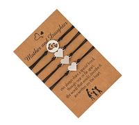 WRITWAA 1 Impostato Bracciale Love Genitore- Braccialetto Di Corrispondenza Del Cuore Per La Festa Della Braccialetto Di Relazione Corda Cerata Black