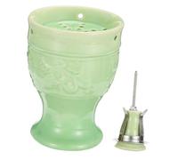 WRITWAA 1 Impostato Coppetta Per Moxibustione Portatile Calore Senza Bruciatore Serbatoio Di Moxibustione Tazza Di Moxa Ceramica Green