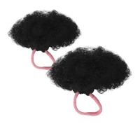 WRITWAA 1 paio di extension per coda di cavallo con chignon ricci per bambini - Parrucca sintetica afro chignon - Parrucca sintetica afro pon pon per donne nere e ragazze