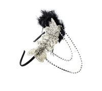 WRITWAA 1 Pz Fascia Nera Accessori Per Da Sposa Accessori Per Con Strass Fascia Per Le Donne Fasce Per Fascia Decorativa in Strass Piuma